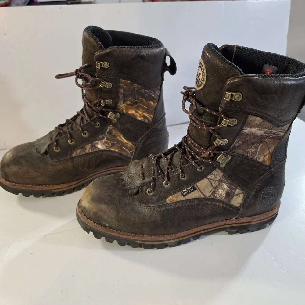 Red Wing Irish Setter Hunt Boots Mens 13 E2 Brown Leather Camo Waterproof 885